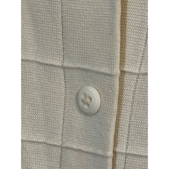 Vintage Wool Jacket M Cream LeRoy Knit Sweater Retro Neutral Minimalist Preppy - Picture 7 of 13